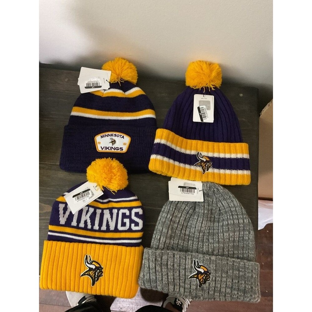 Minnesota Vikings NFL Team Apparel Beanie Set Lot Of 4 NWT